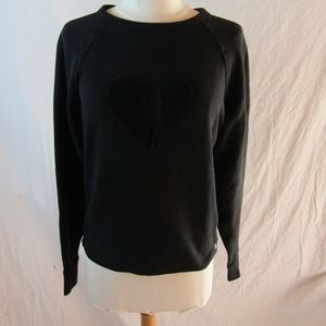 rag & bone JEAN Black Sweatshirt w/ Heart XXS EUC